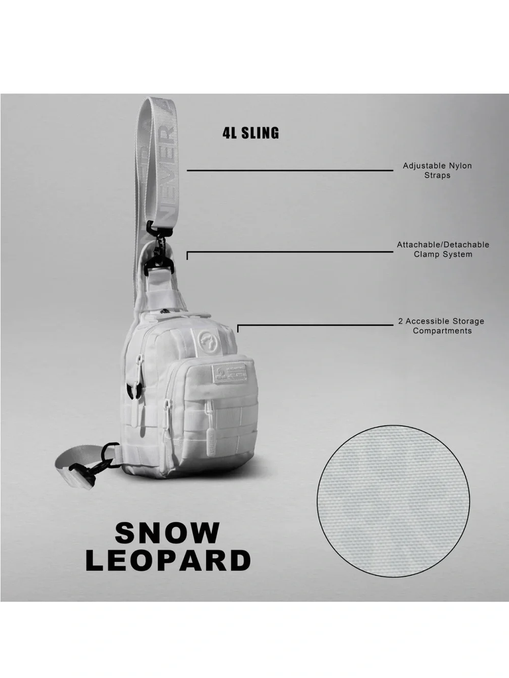 WOLF White 4L Mini Tactical Sling Bag - Picture 2 of 5